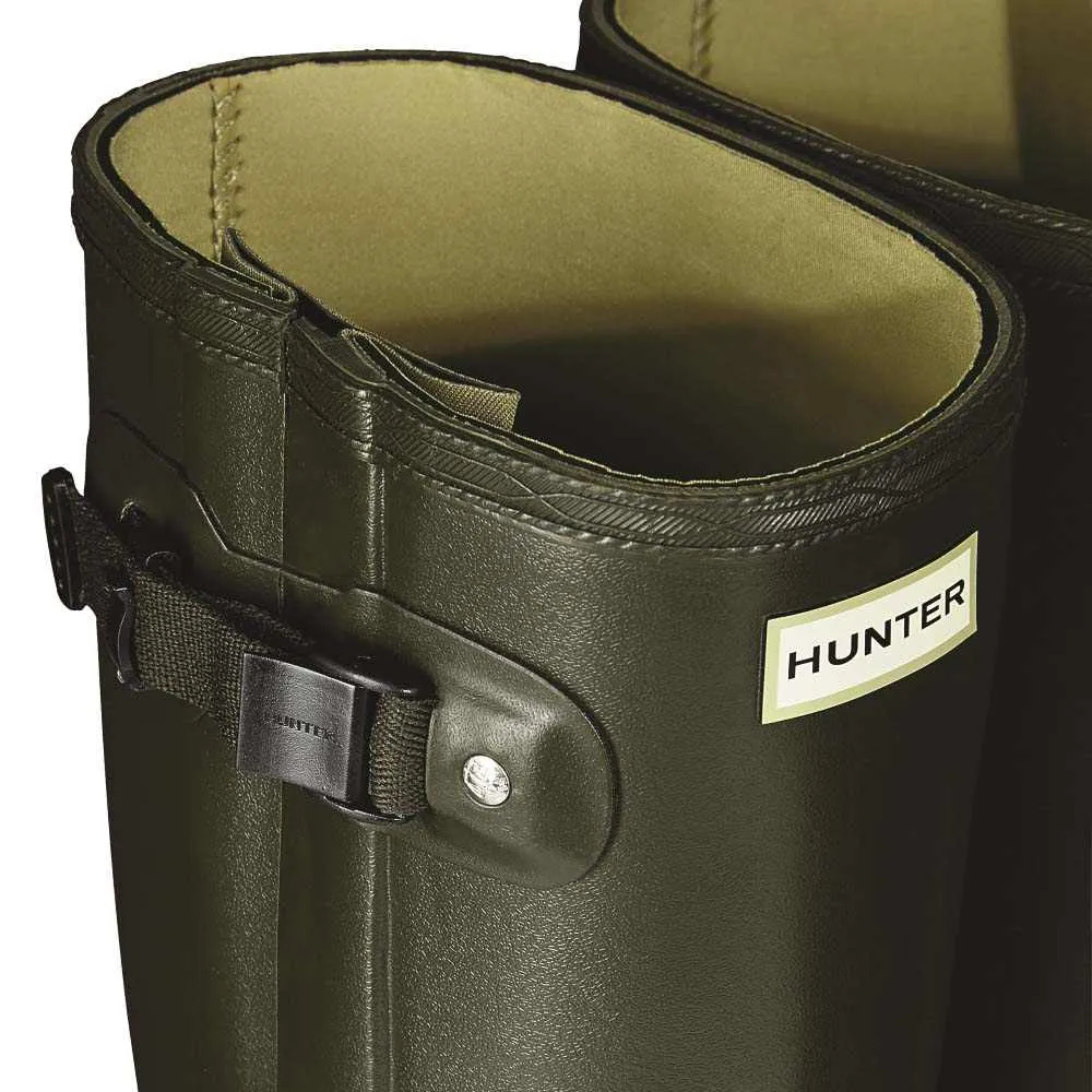 Hunter Men's Wellington Boots, Norris Field Side Adjustable, Dark Olive.