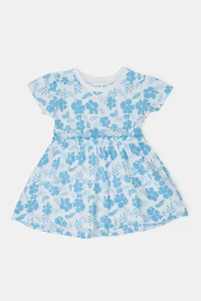 Infant Girls White Floral Print Dress