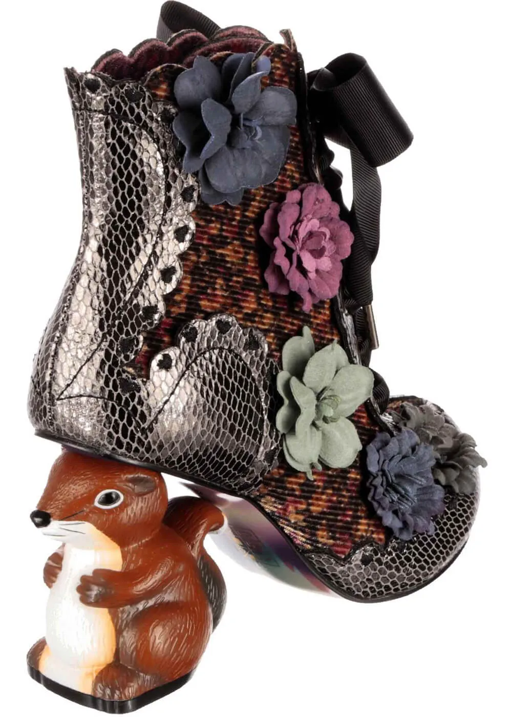 Irregular Choice Black Squirrel 60's Boots - Nuts About You