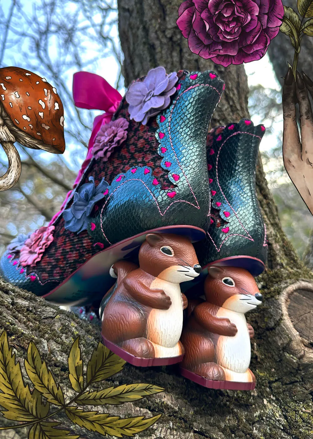 Irregular Choice Squirrel 60's Boots Green - Best Price