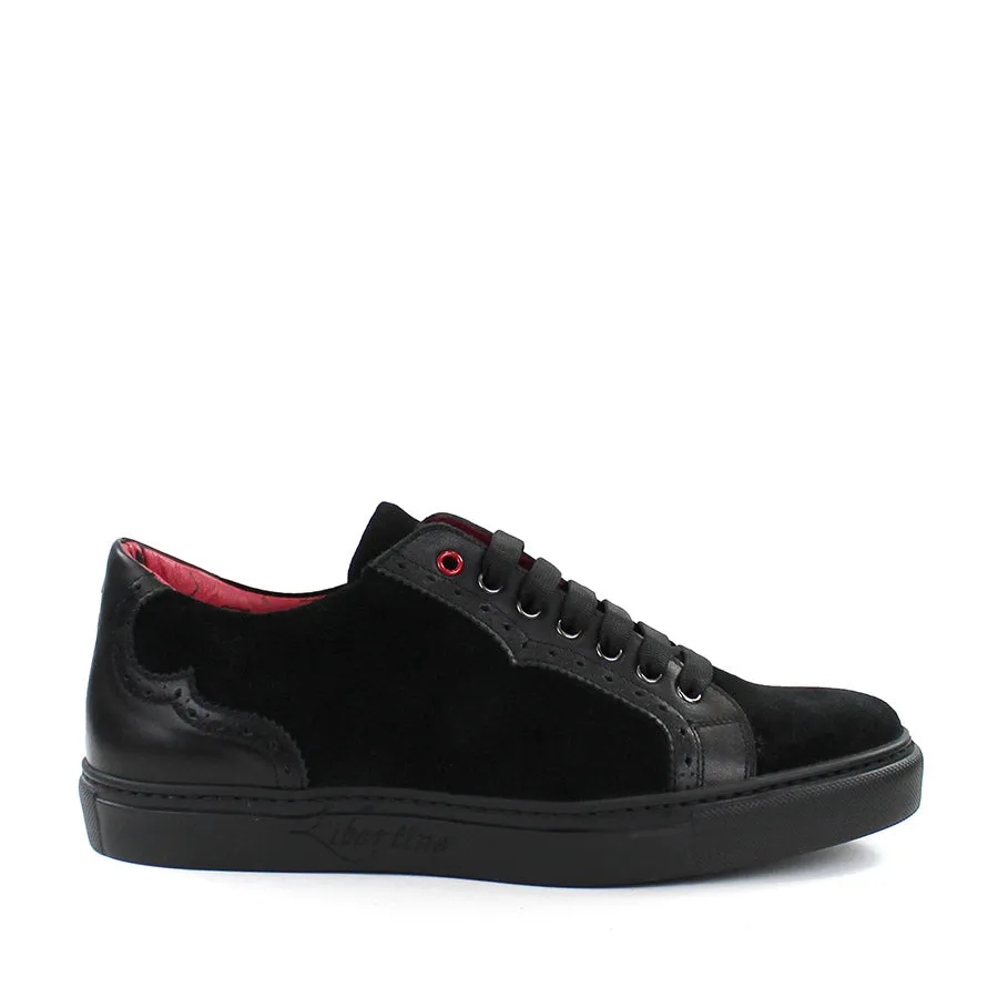 Jeffery West Black Velour Leather Trainers