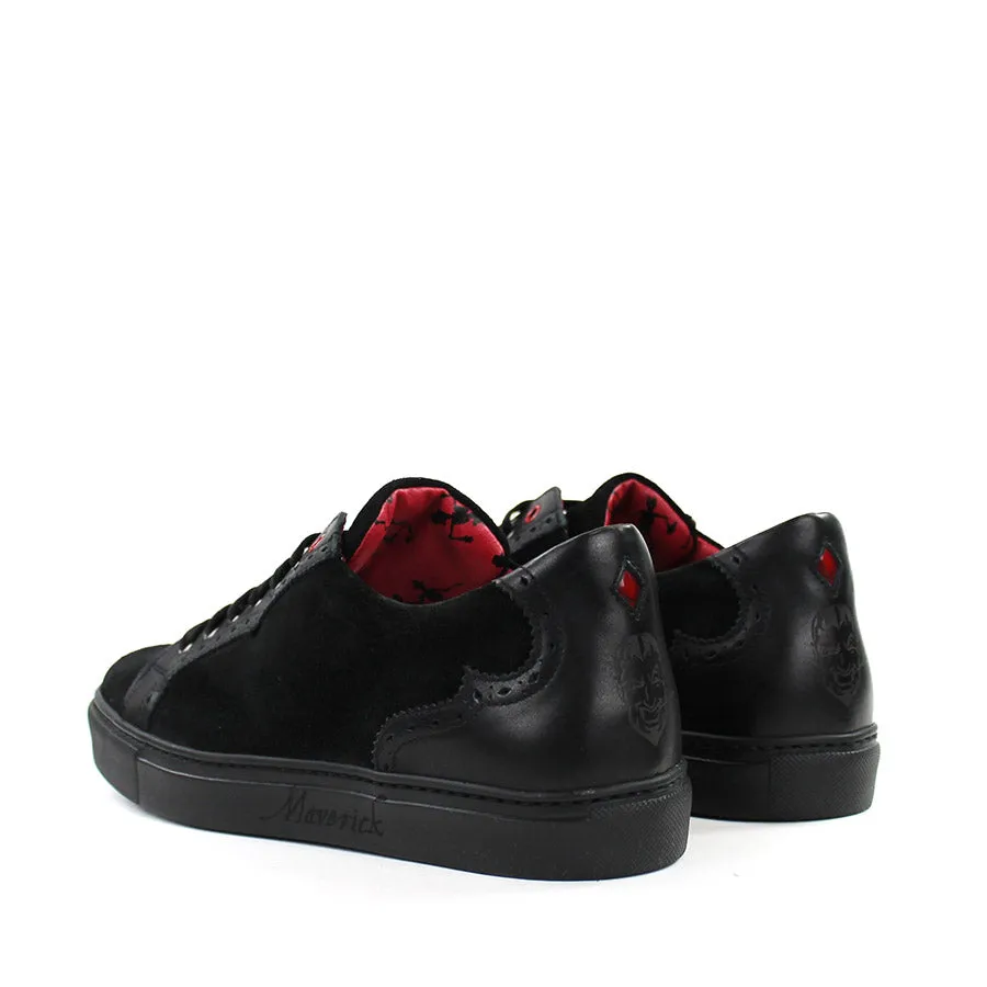 Jeffery West Black Velour Leather Trainers