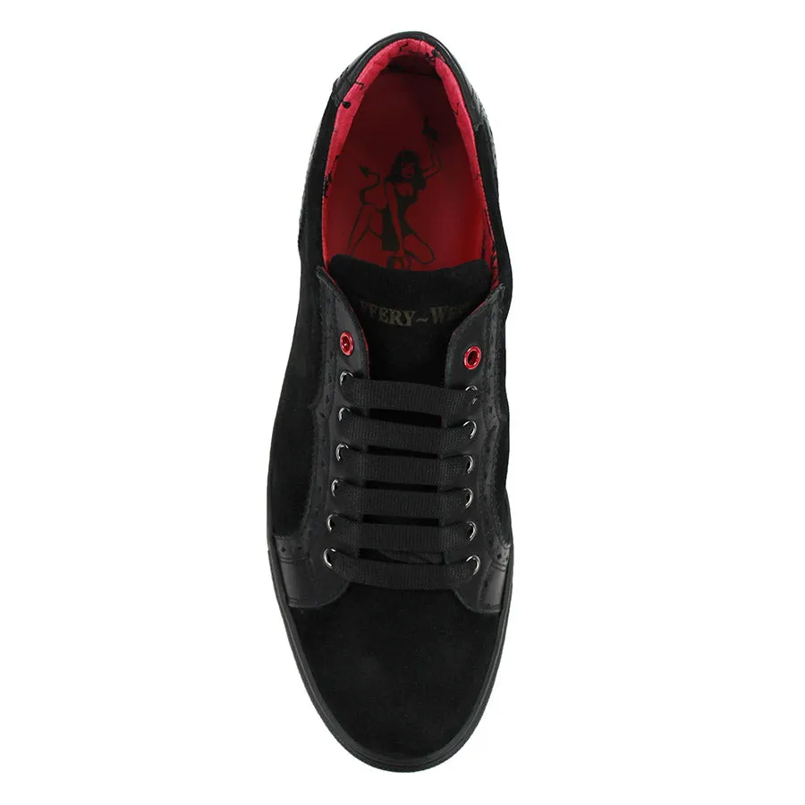 Jeffery West Black Velour Leather Trainers