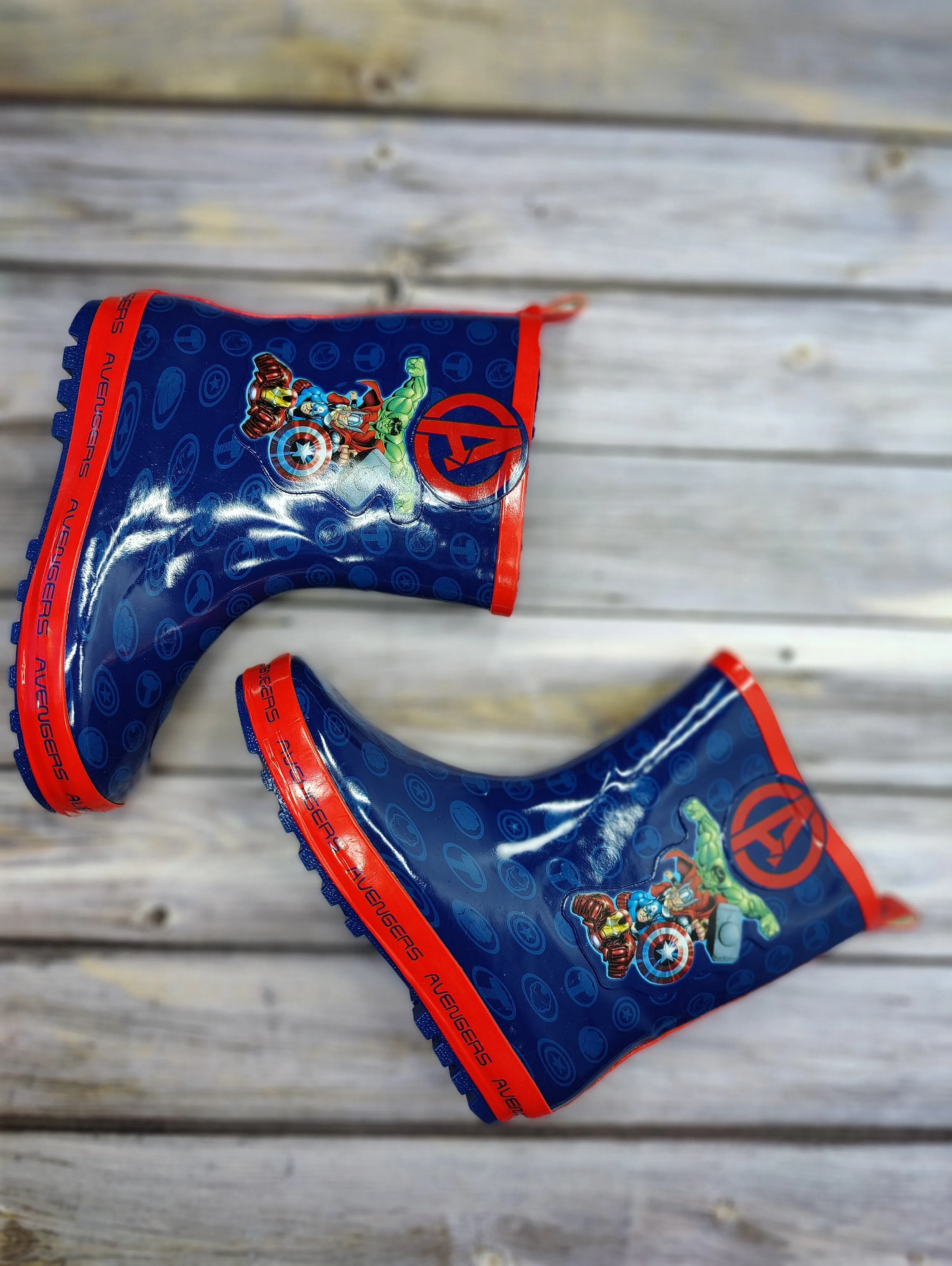 Kids Avengers Blue/Red Wellington Welly Boots - Boys/Girls - Sizes 10-2.5