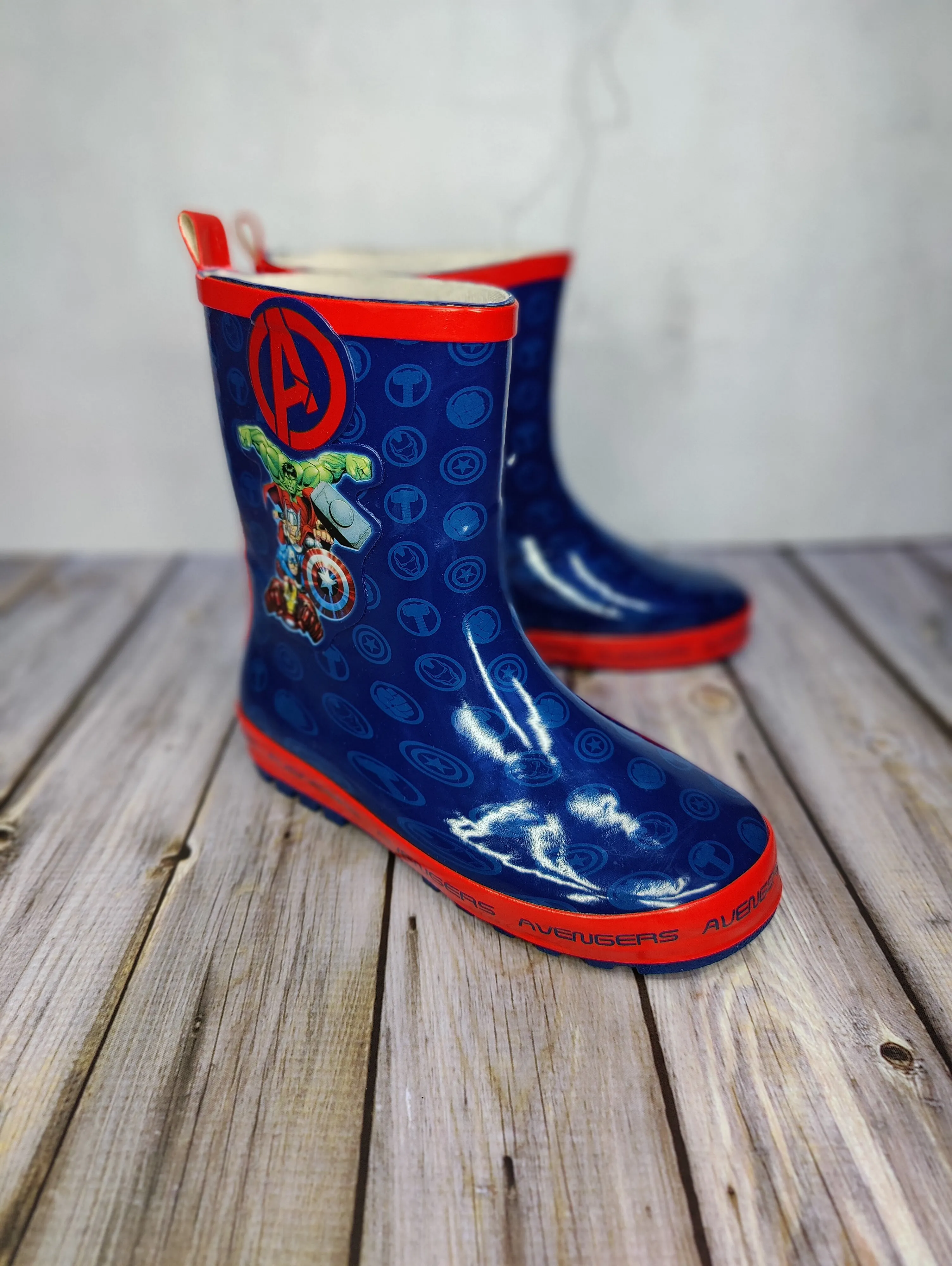 Kids Avengers Blue/Red Wellington Welly Boots - Boys/Girls - Sizes 10-2.5