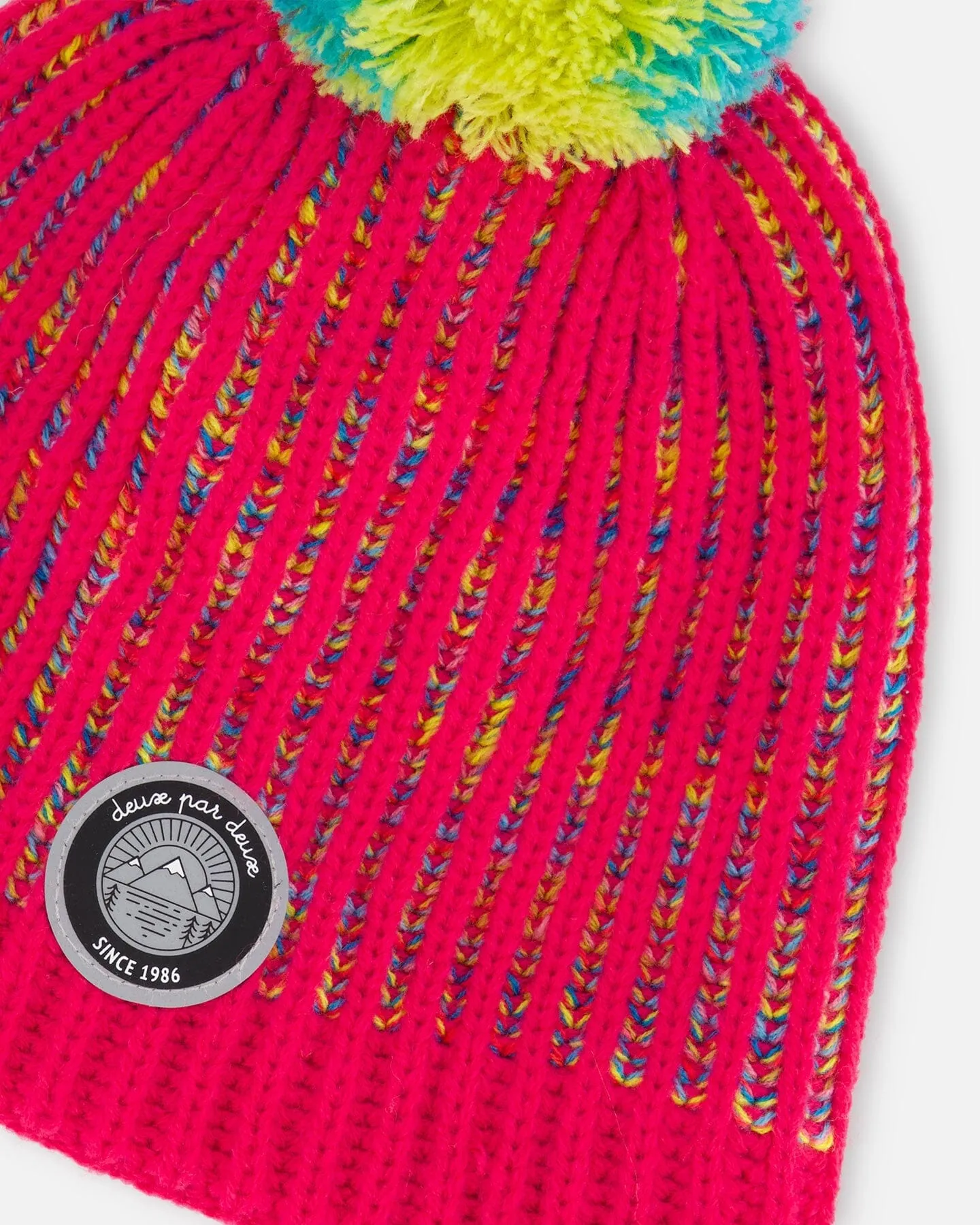 Knit Hat Pink And Multicolor