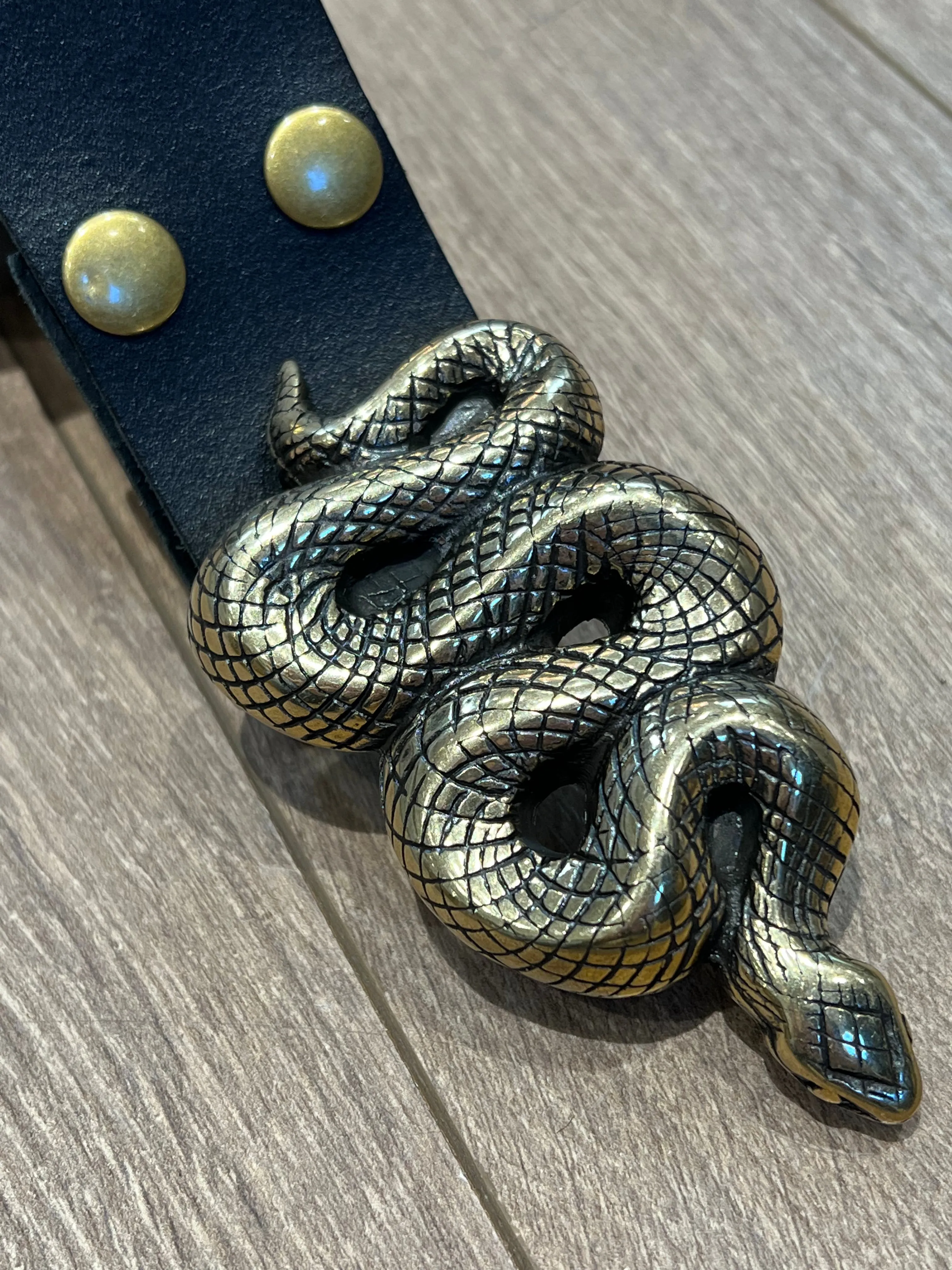 Large Snake Buckle Ladies Leather Belt