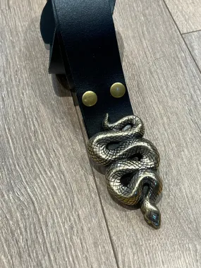 Large Snake Buckle Ladies Leather Belt