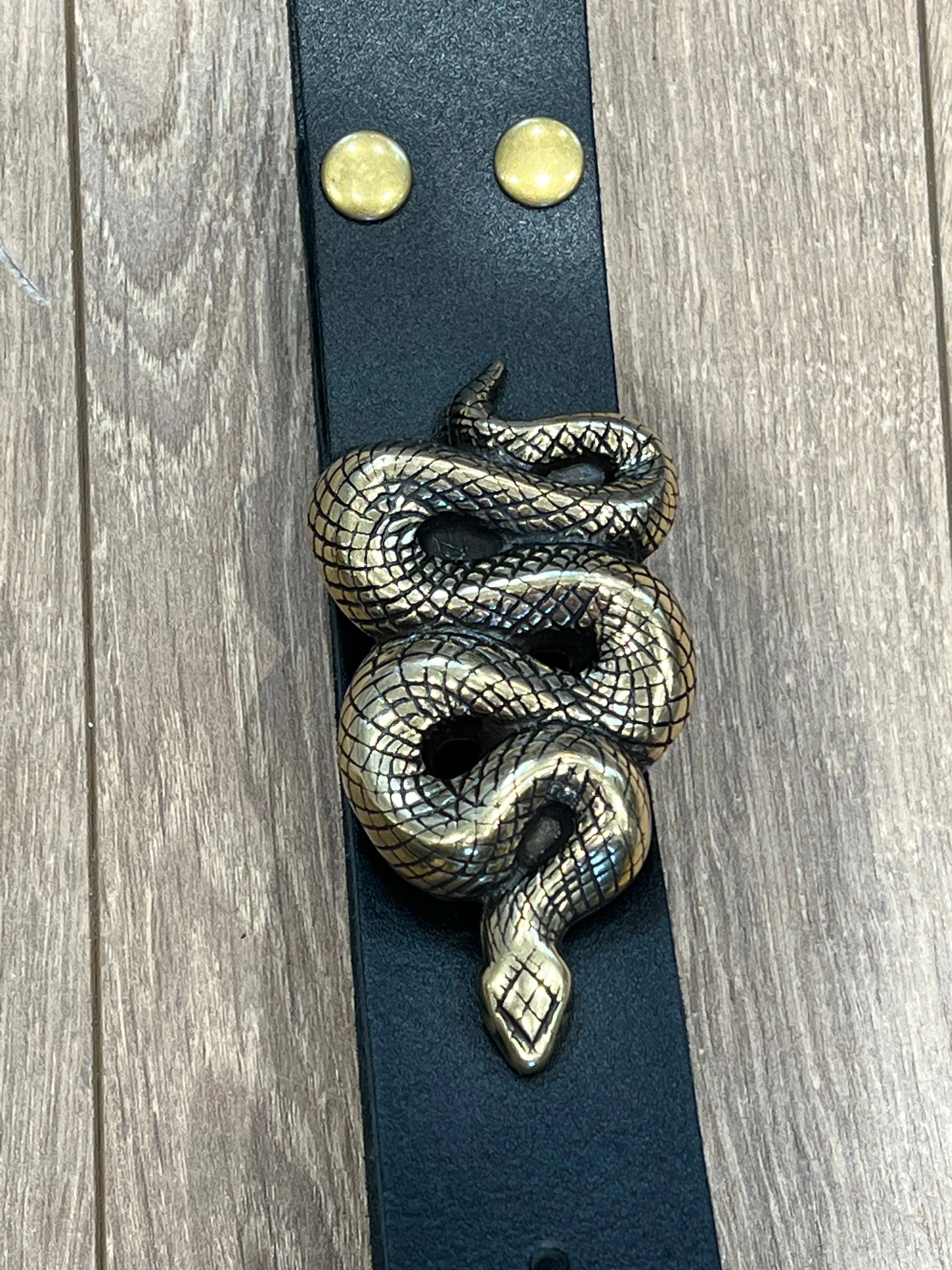 Large Snake Buckle Ladies Leather Belt