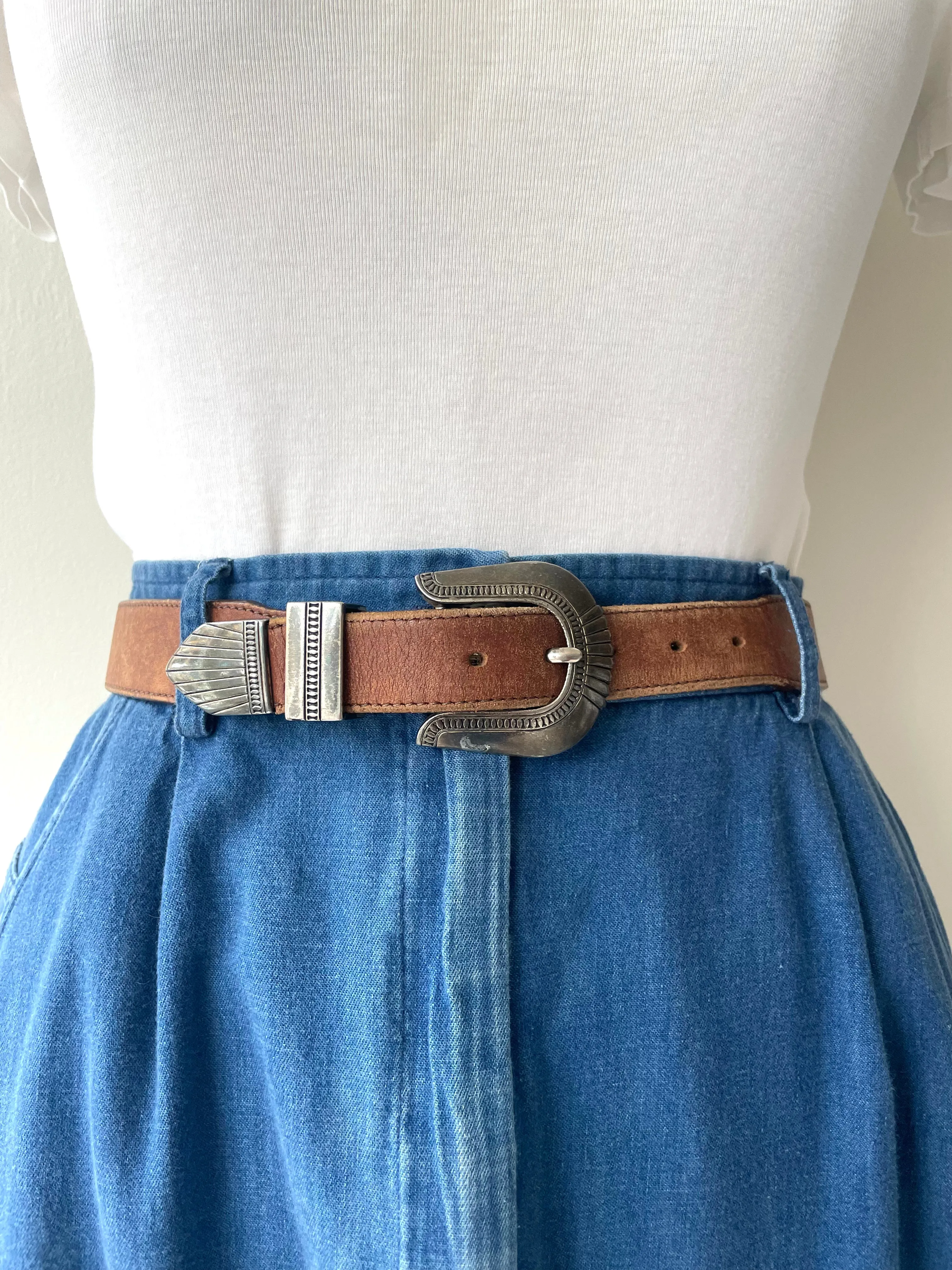 Leather Belt with Metal Tips