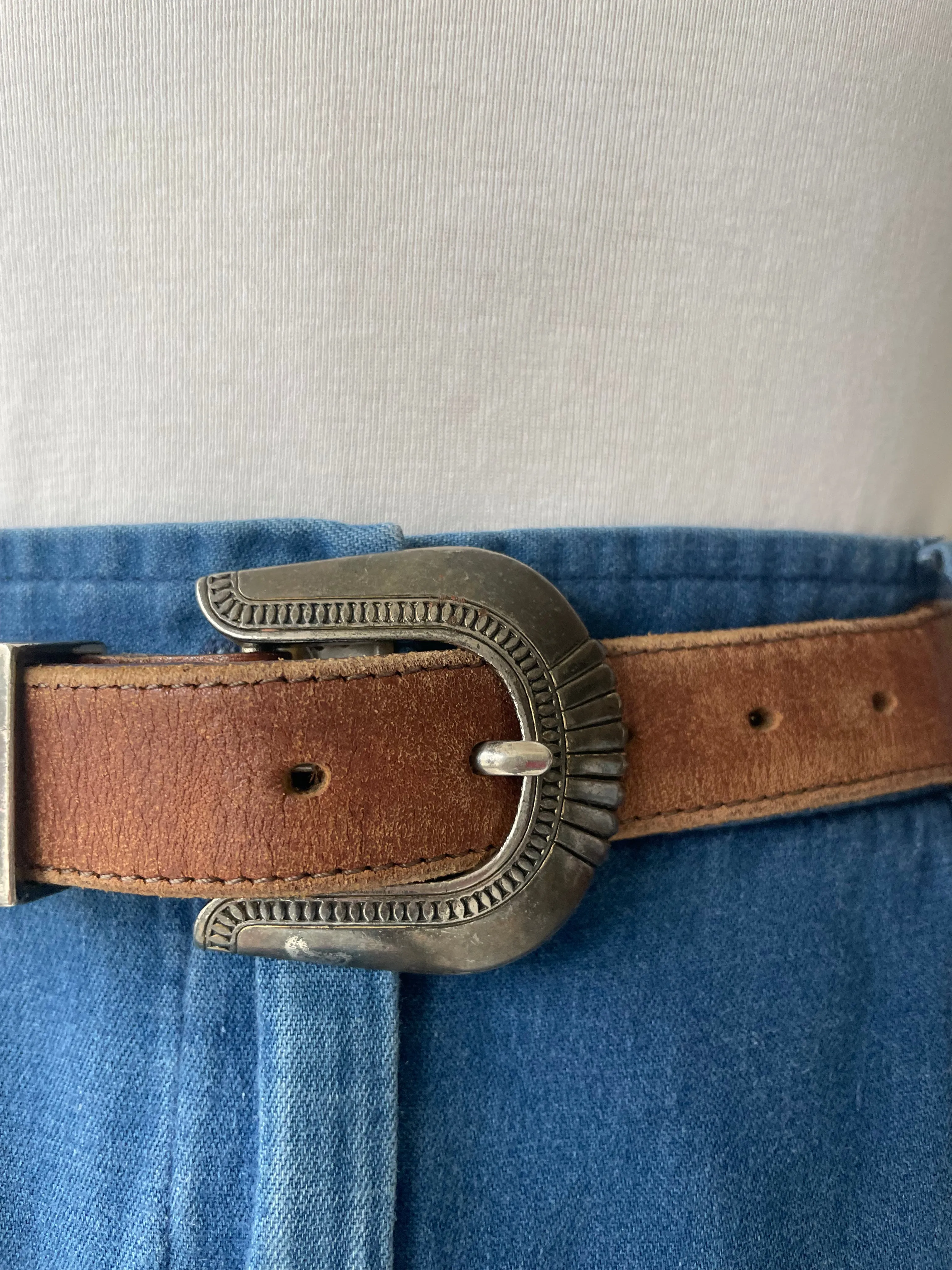 Leather Belt with Metal Tips