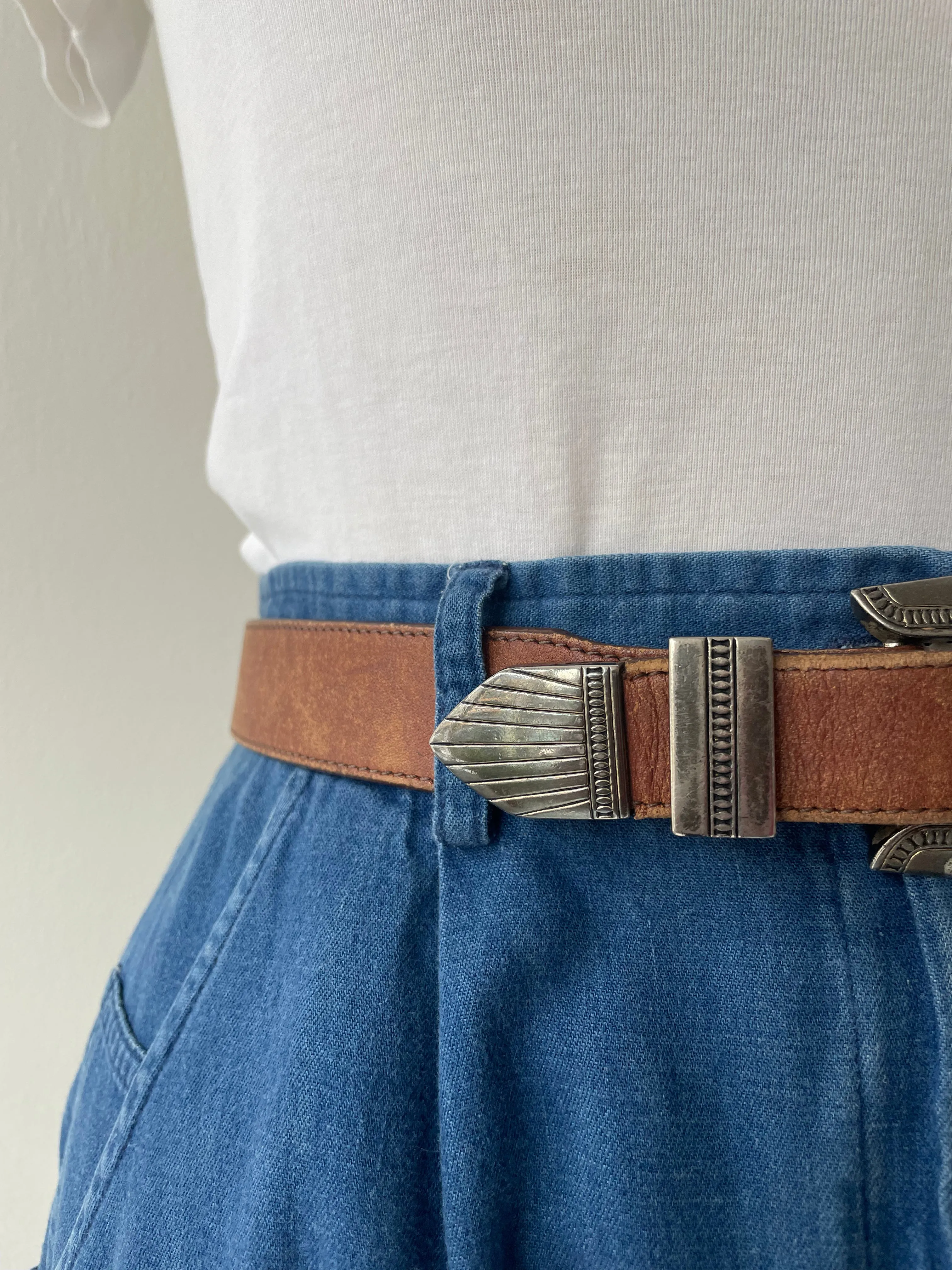 Leather Belt with Metal Tips