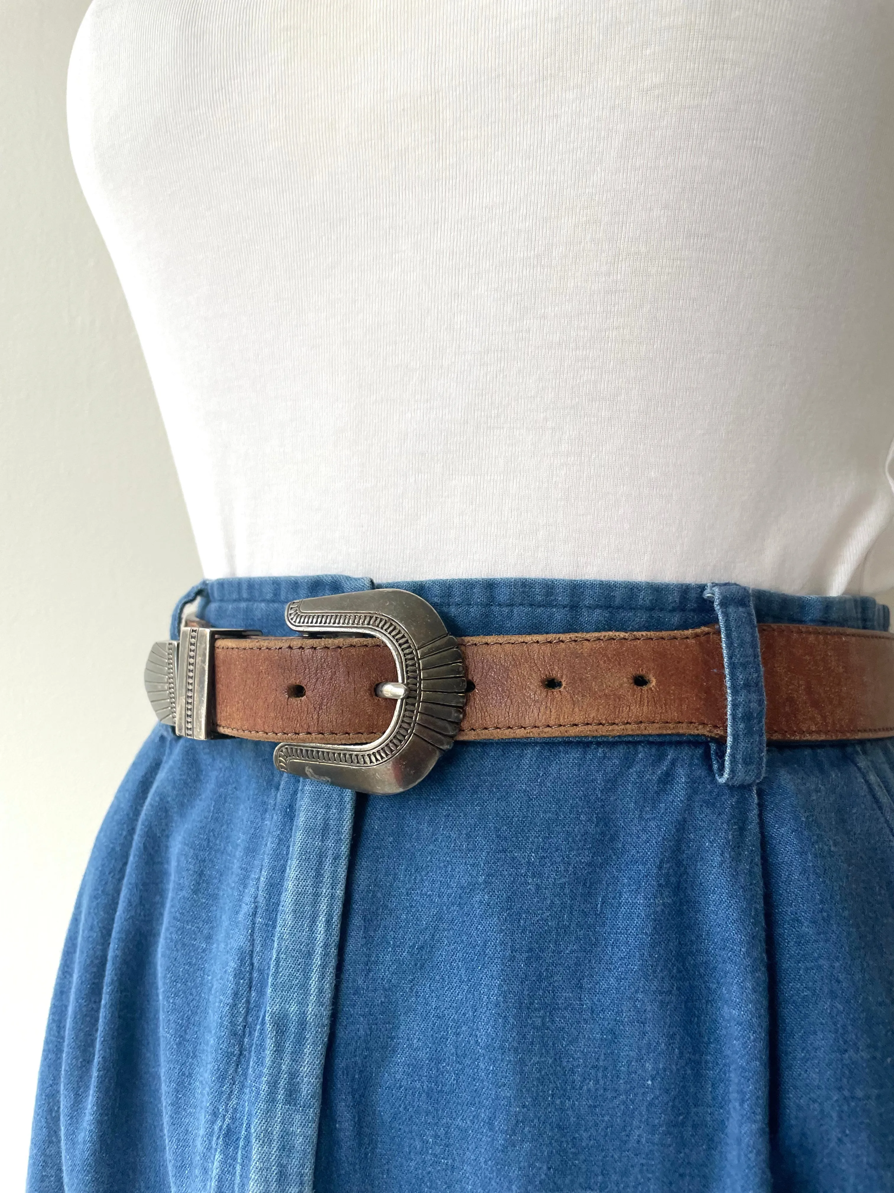 Leather Belt with Metal Tips