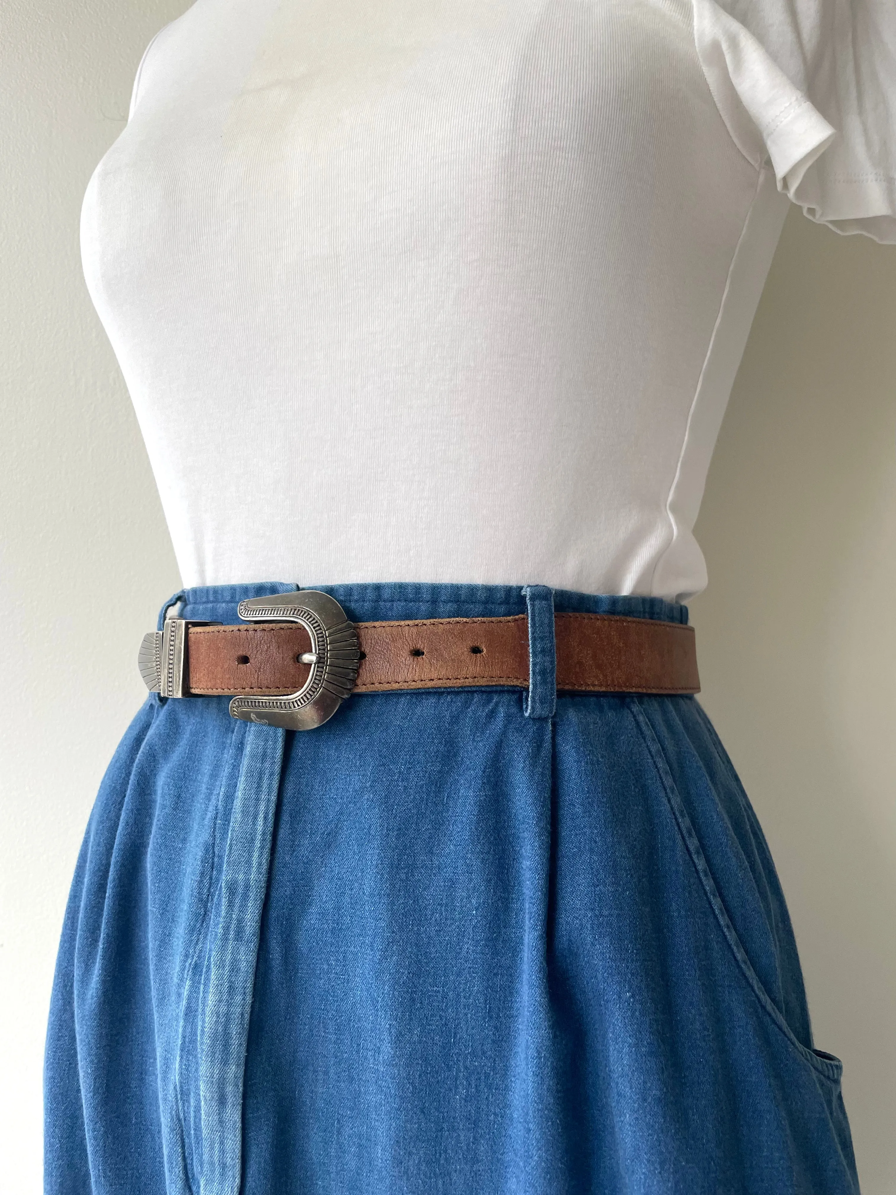 Leather Belt with Metal Tips