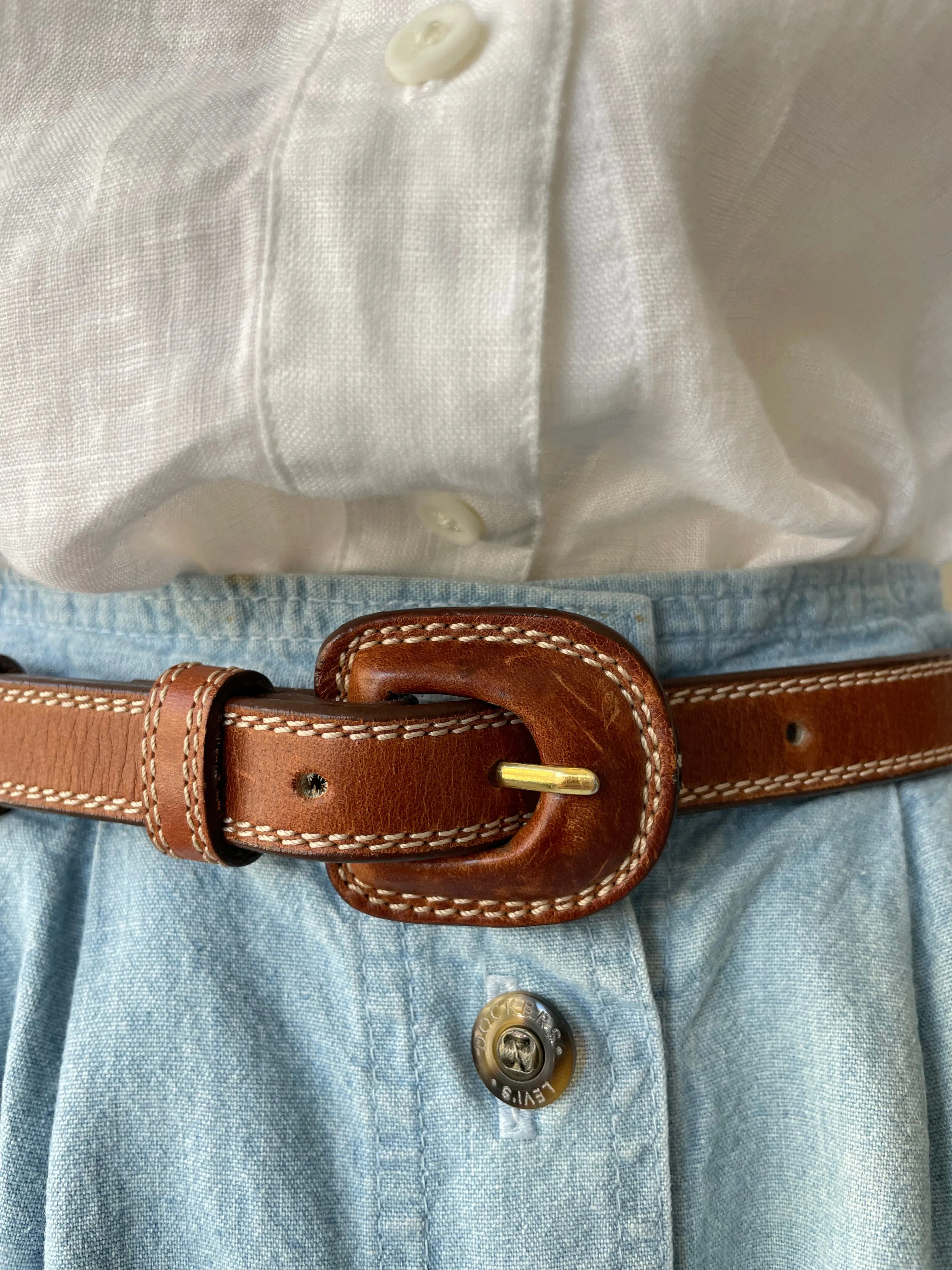 Leather Belt with Stitching