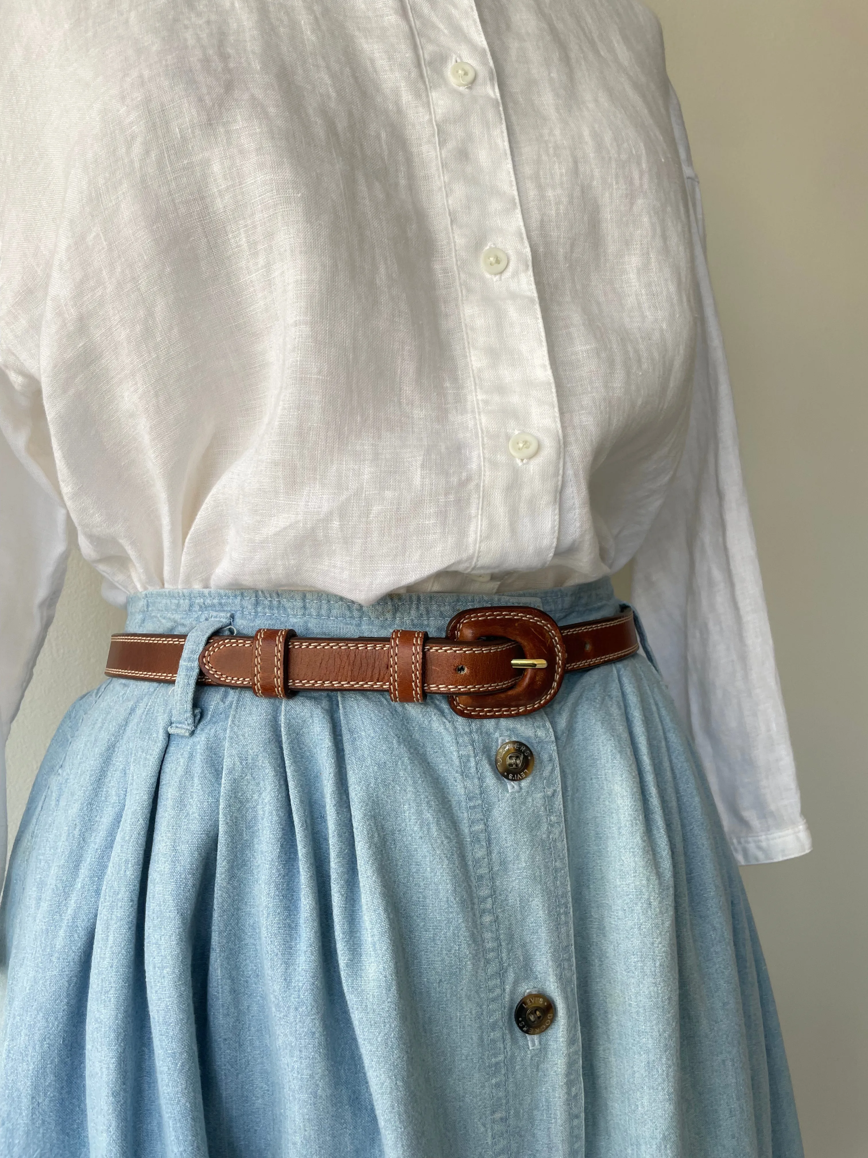 Leather Belt with Stitching