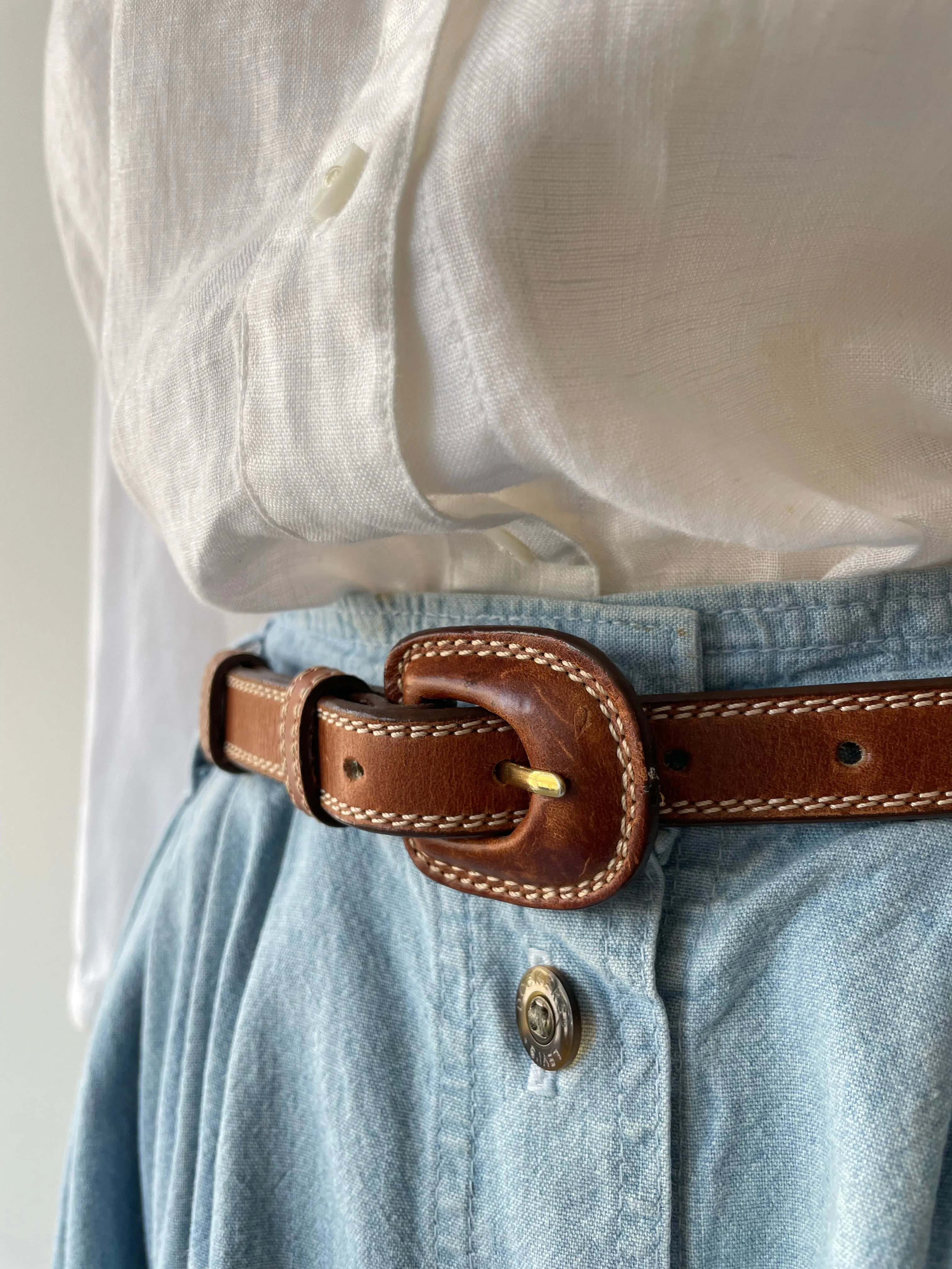 Leather Belt with Stitching