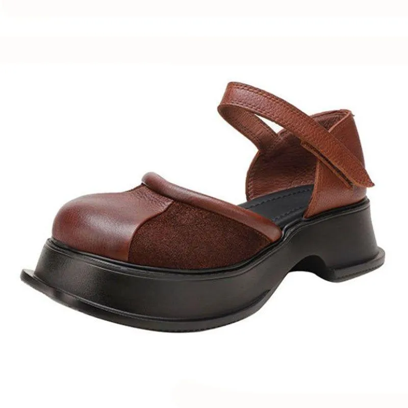 Leather Heel Sandals - Women's Casual Shoes QB144