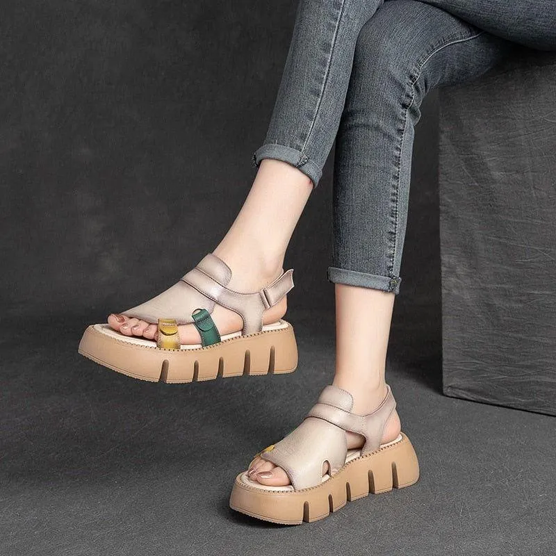 Leather Wedges Sandals - Women's Casual Shoes (WC158)