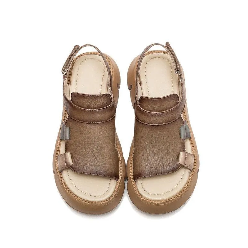 Leather Wedges Sandals - Women's Casual Shoes (WC158)