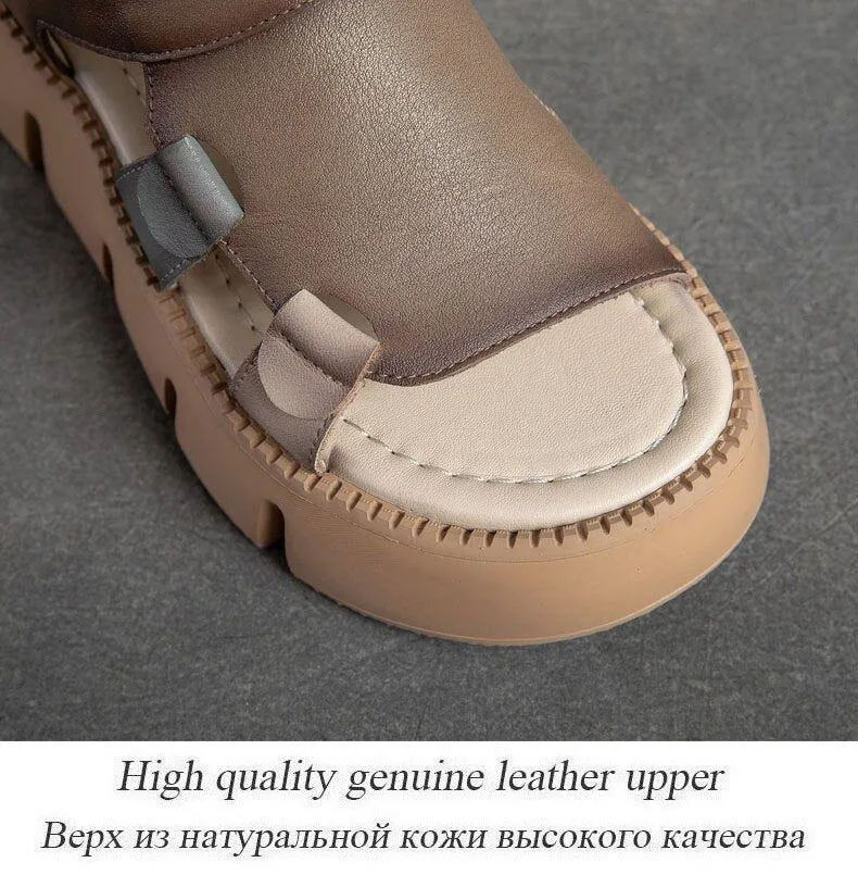 Leather Wedges Sandals - Women's Casual Shoes (WC158)