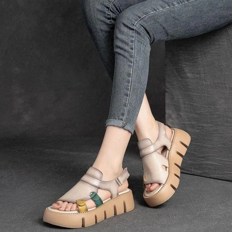 Leather Wedges Sandals - Women's Casual Shoes (WC158)