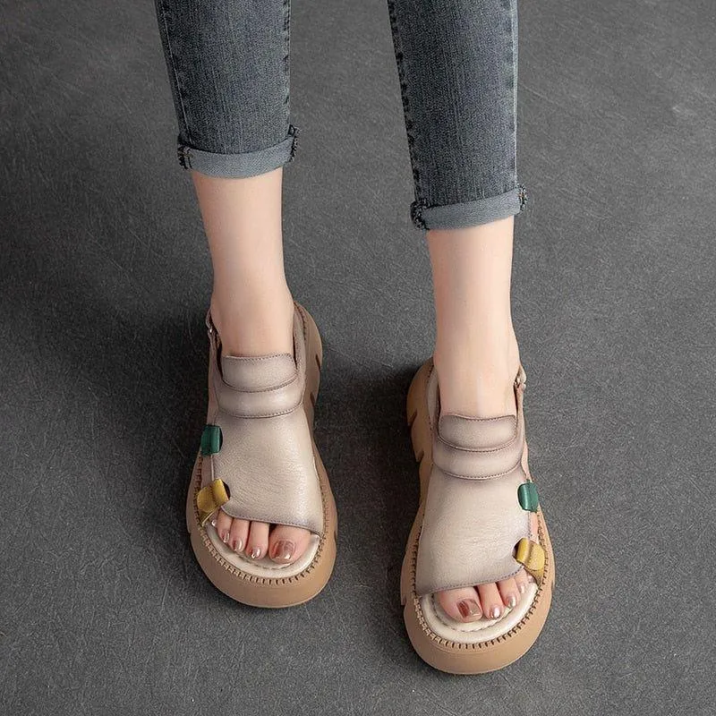 Leather Wedges Sandals - Women's Casual Shoes (WC158)