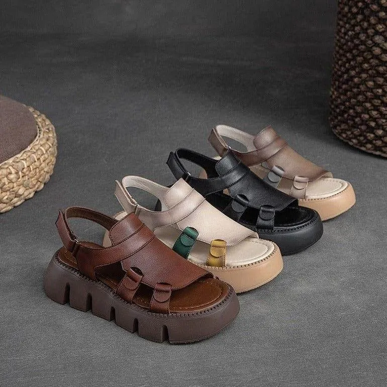 Leather Wedges Sandals - Women's Casual Shoes (WC158)