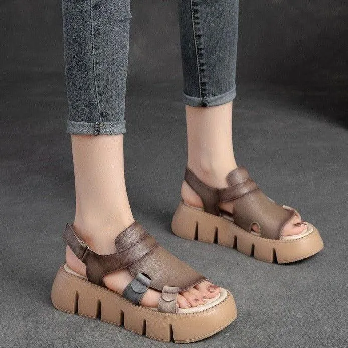 Leather Wedges Sandals - Women's Casual Shoes (WC158)