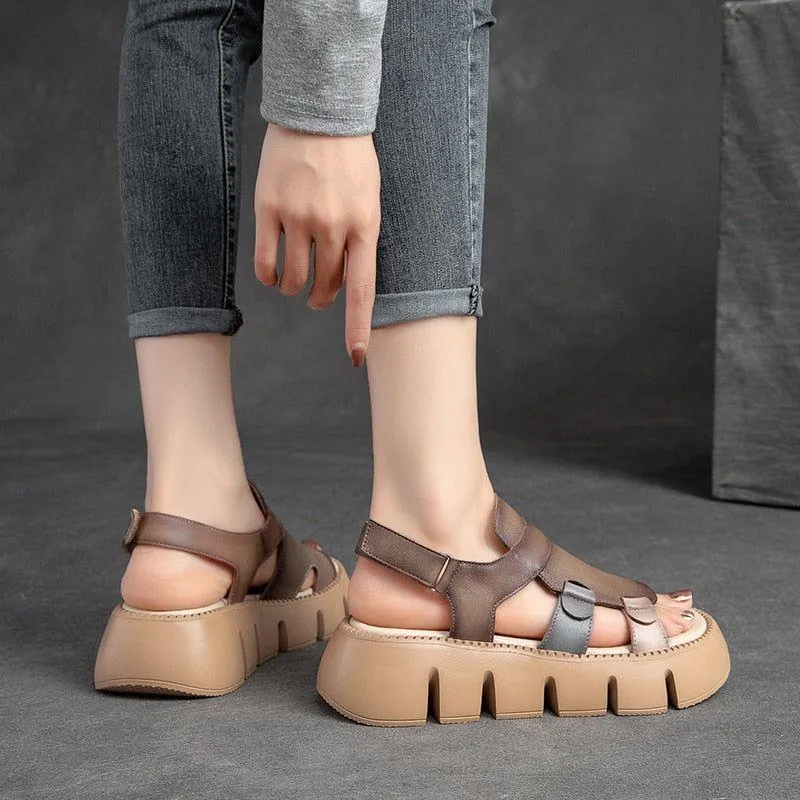 Leather Wedges Sandals - Women's Casual Shoes (WC158)