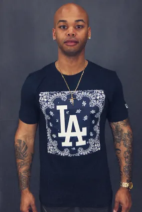 Los Angeles Dodgers Bandana Print T-Shirt - Navy Blue