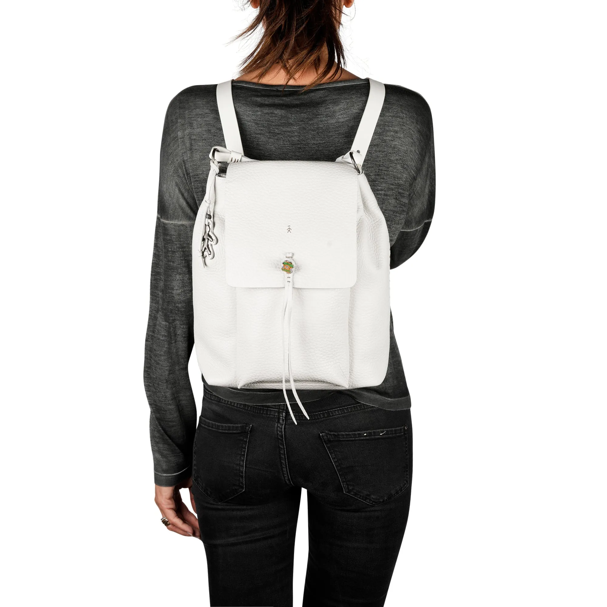 Marika Large Greca Rhino Chalk White Backpack