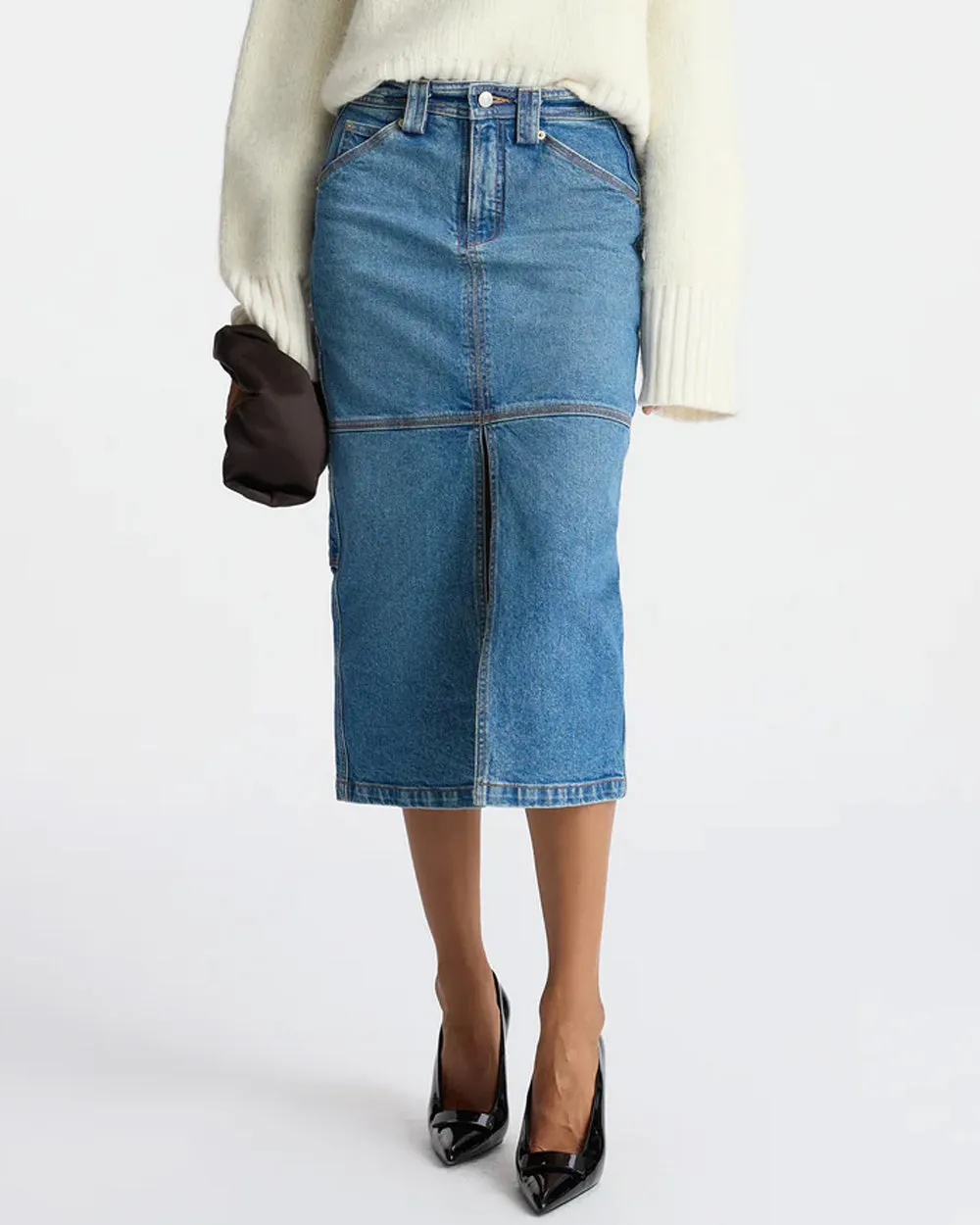 Medium Wash Denim Skirt - Alden