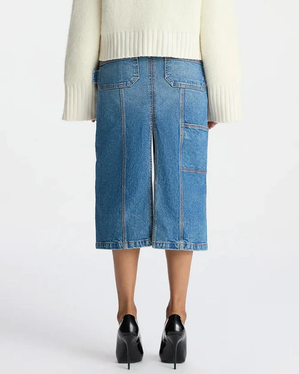 Medium Wash Denim Skirt - Alden