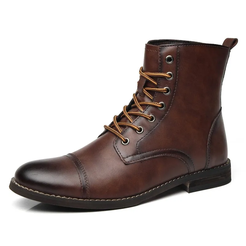 Men's Leather Boots - Autumn Winter British Style Fashion