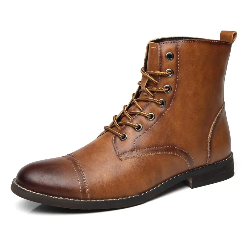 Men's Leather Boots - Autumn Winter British Style Fashion