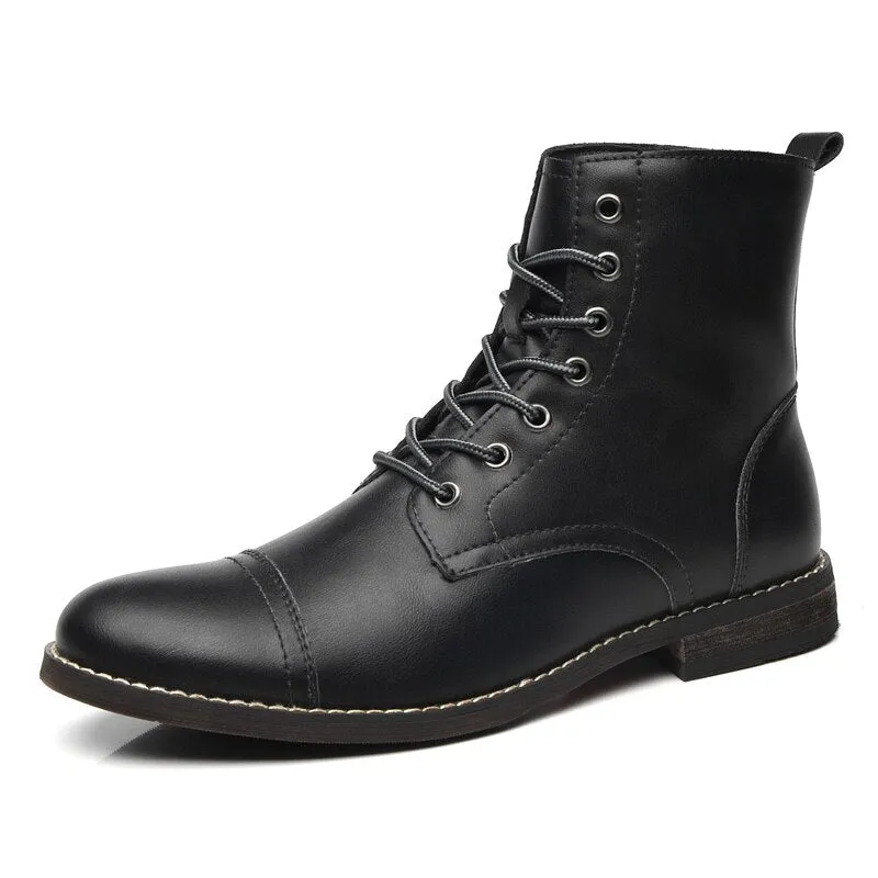 Men's Leather Boots - Autumn Winter British Style Fashion