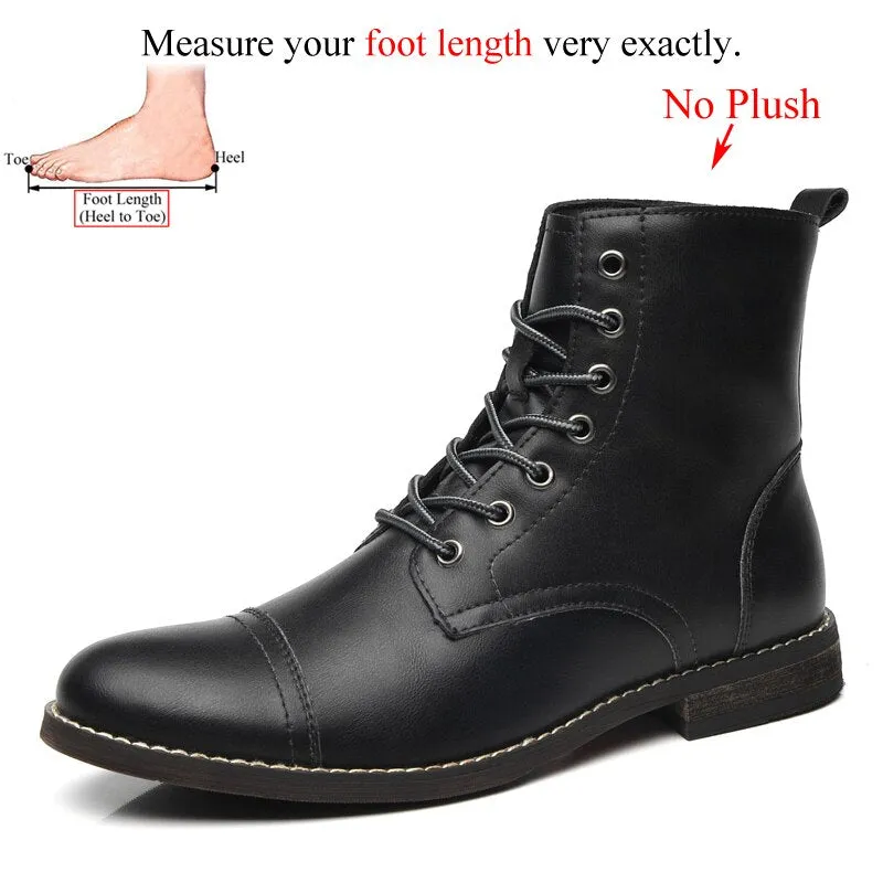 Men's Leather Boots - Autumn Winter British Style Fashion