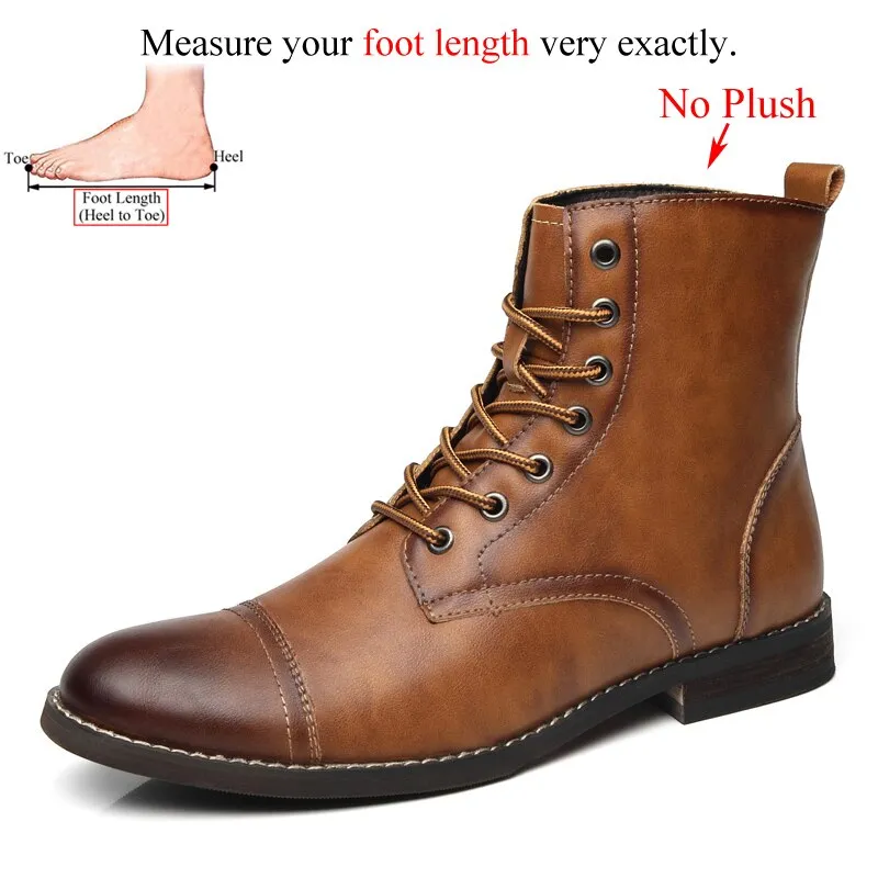 Men's Leather Boots - Autumn Winter British Style Fashion