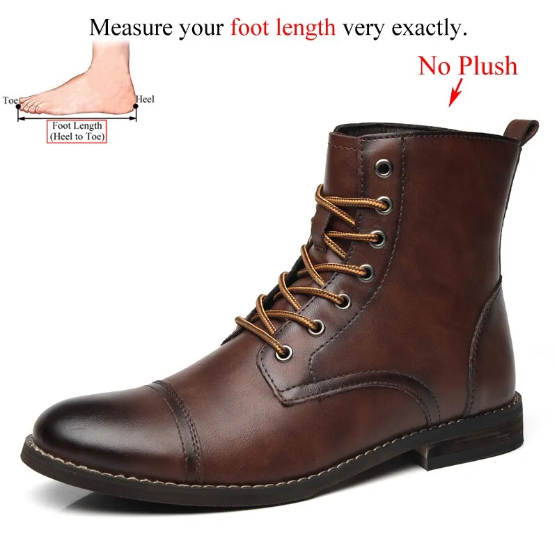 Men's Leather Boots - Autumn Winter British Style Fashion