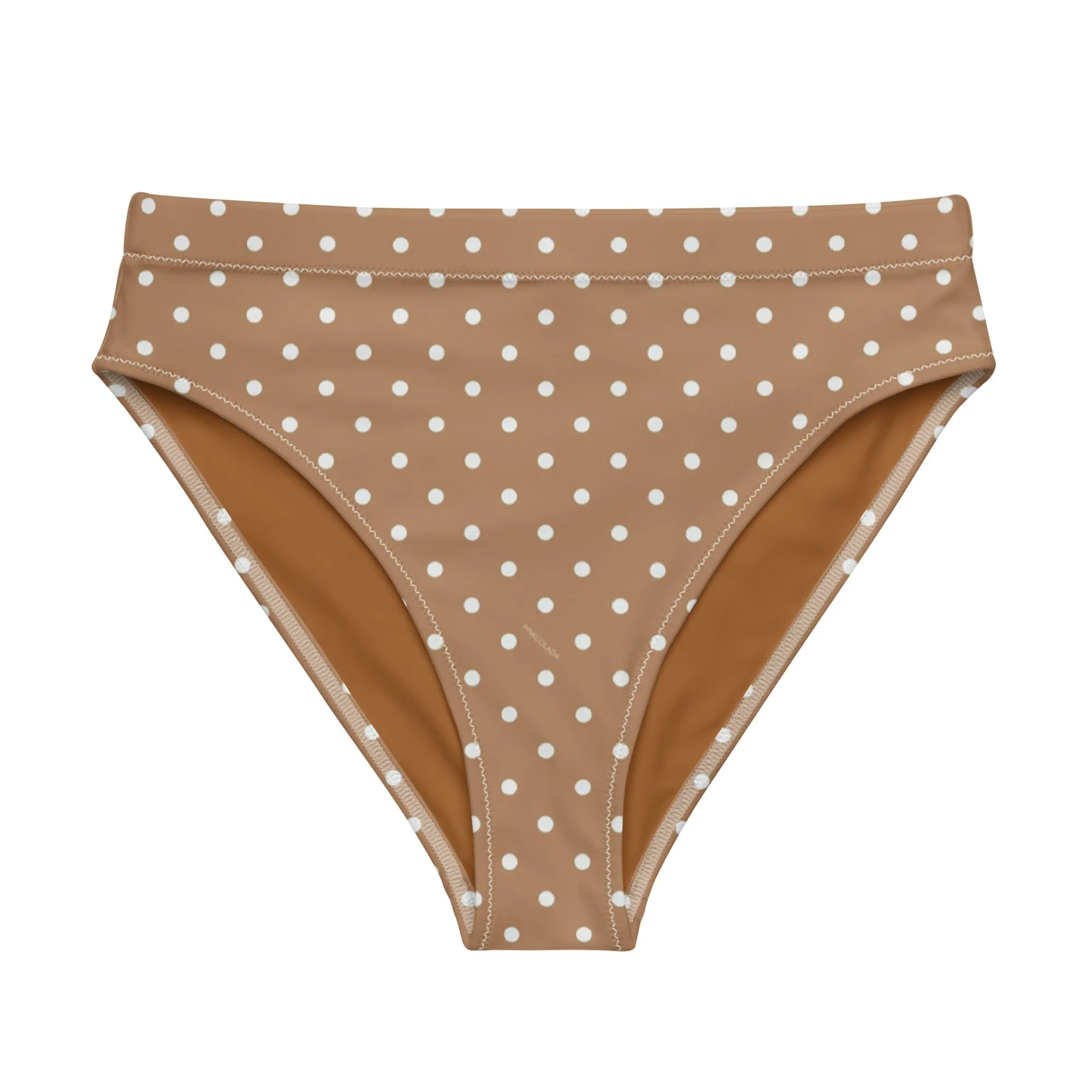 Miami Eco Brown Polka Dot High Waist Bikini Bottom