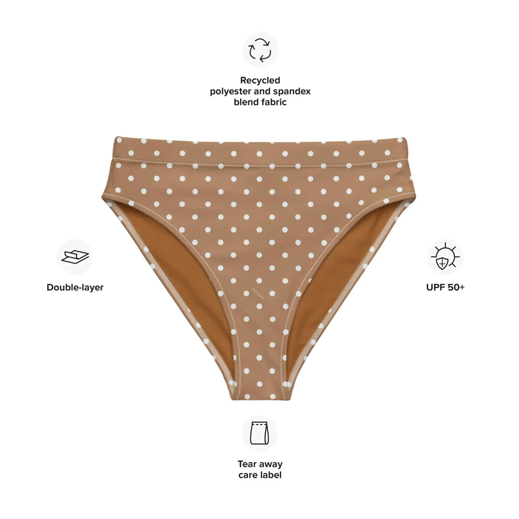 Miami Eco Brown Polka Dot High Waist Bikini Bottom