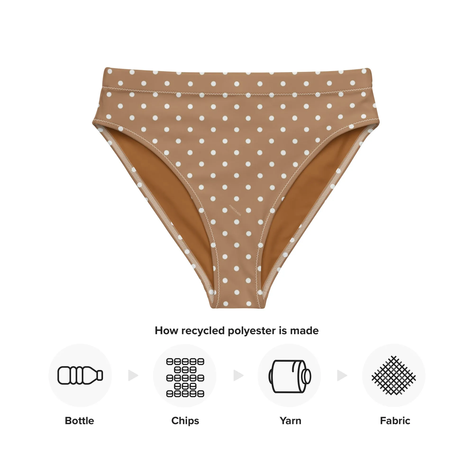 Miami Eco Brown Polka Dot High Waist Bikini Bottom