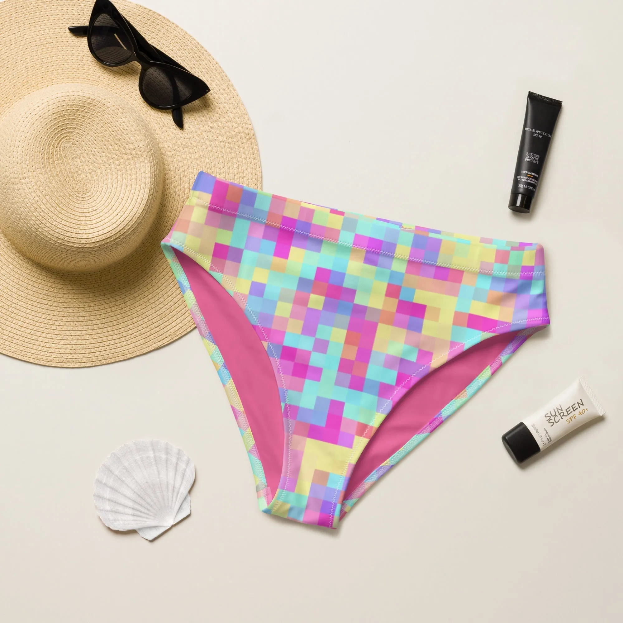 Miami Eco High Waist Bikini Bottom - Pixels 1.0