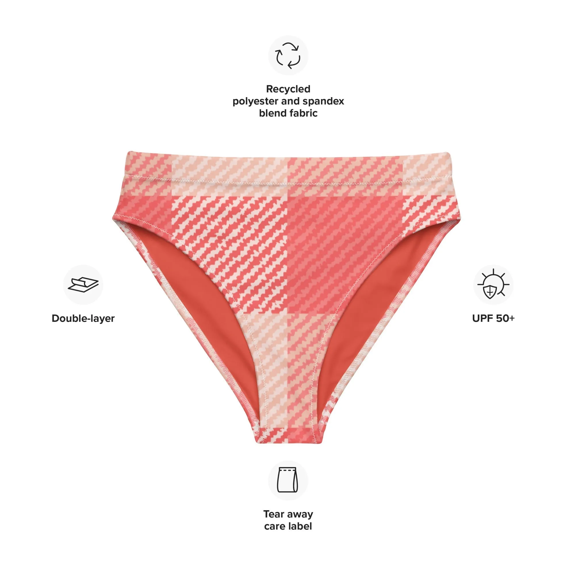 Miami Eco High Waisted Bikini Bottom | Oversized Red Gingham - Shop Now!