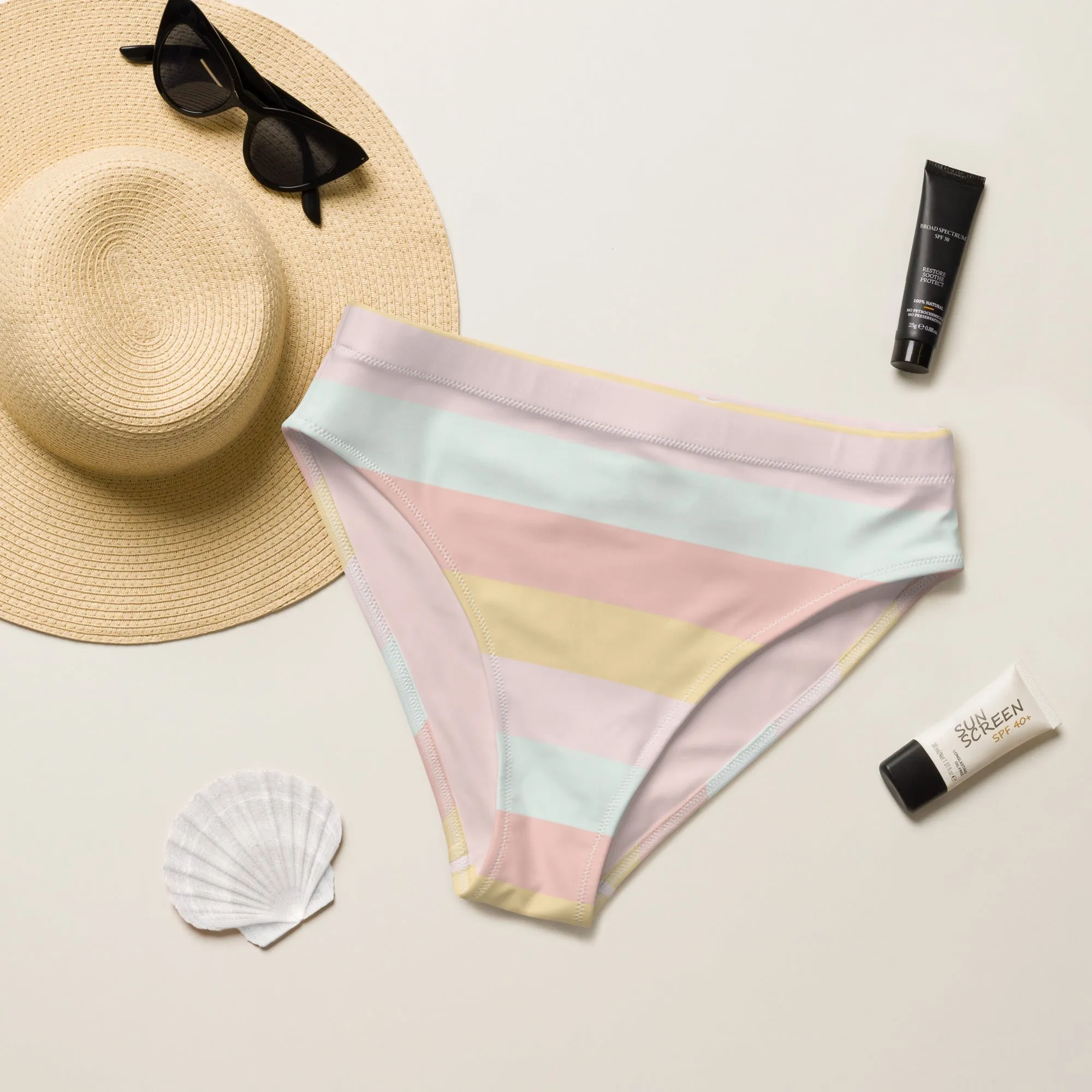 Miami Eco High Waisted Bikini Bottom | Summer Stripes - Get the Best Sustainable Swimwear