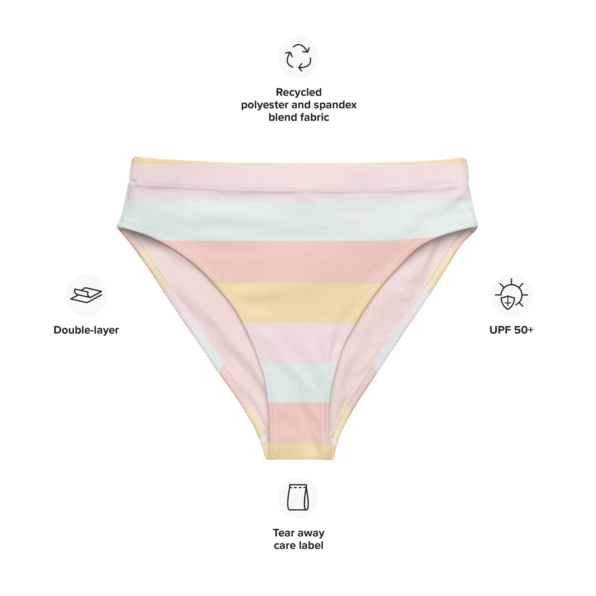 Miami Eco High Waisted Bikini Bottom | Summer Stripes - Get the Best Sustainable Swimwear