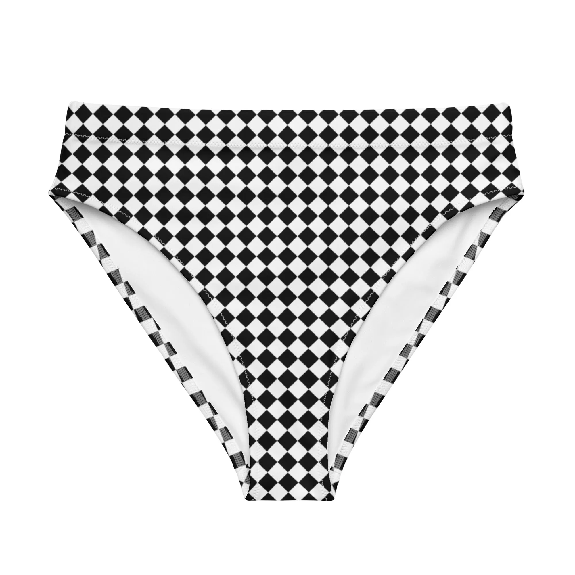 Miami High Waisted Bikini Bottom Checker Pattern