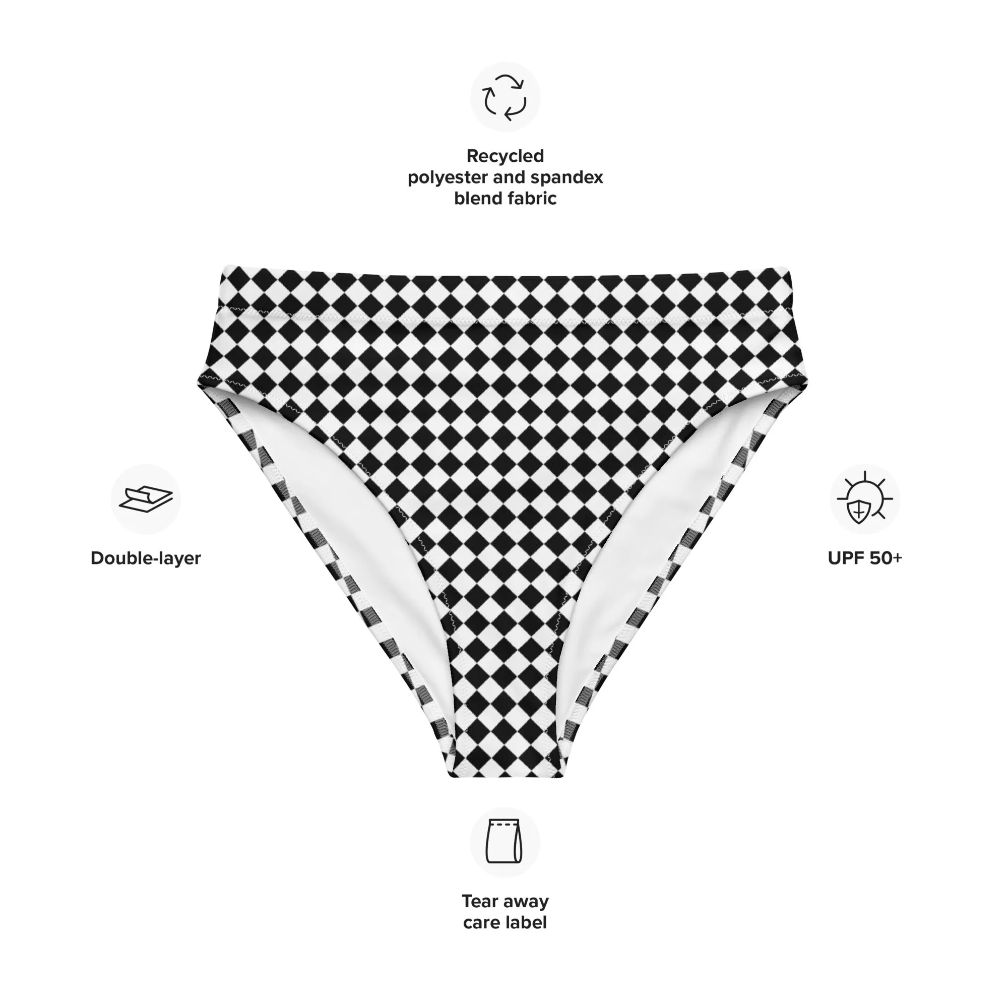 Miami High Waisted Bikini Bottom Checker Pattern