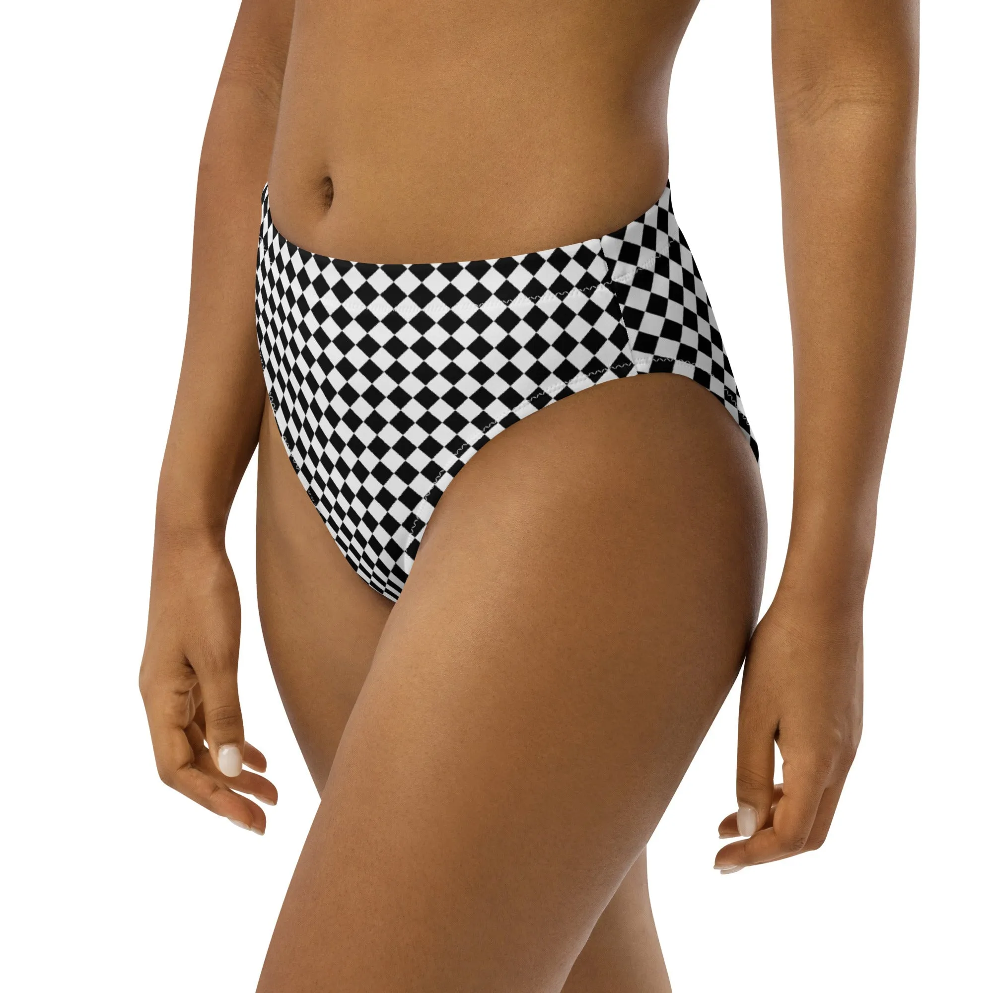 Miami High Waisted Bikini Bottom Checker Pattern